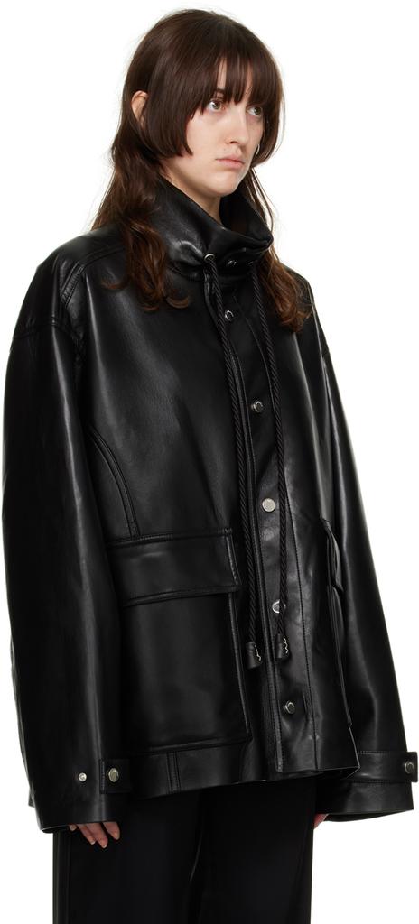 Black Elias Regenerated Leather Jacket商品第2张图片规格展示