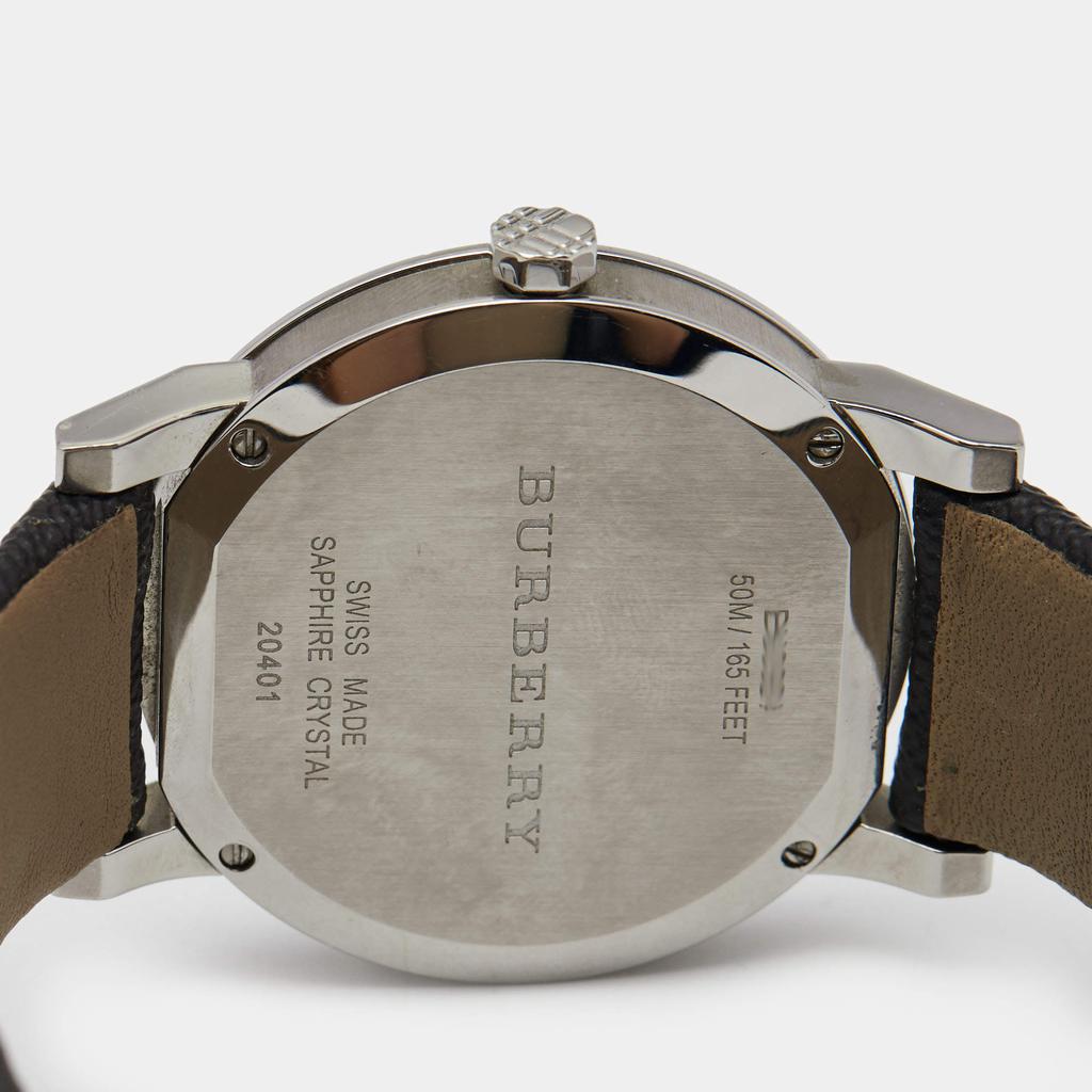 Burberry Grey Stainless Steel Leather Heritage BU9024 Men's Wristwatch 38 mm商品第5张图片规格展示