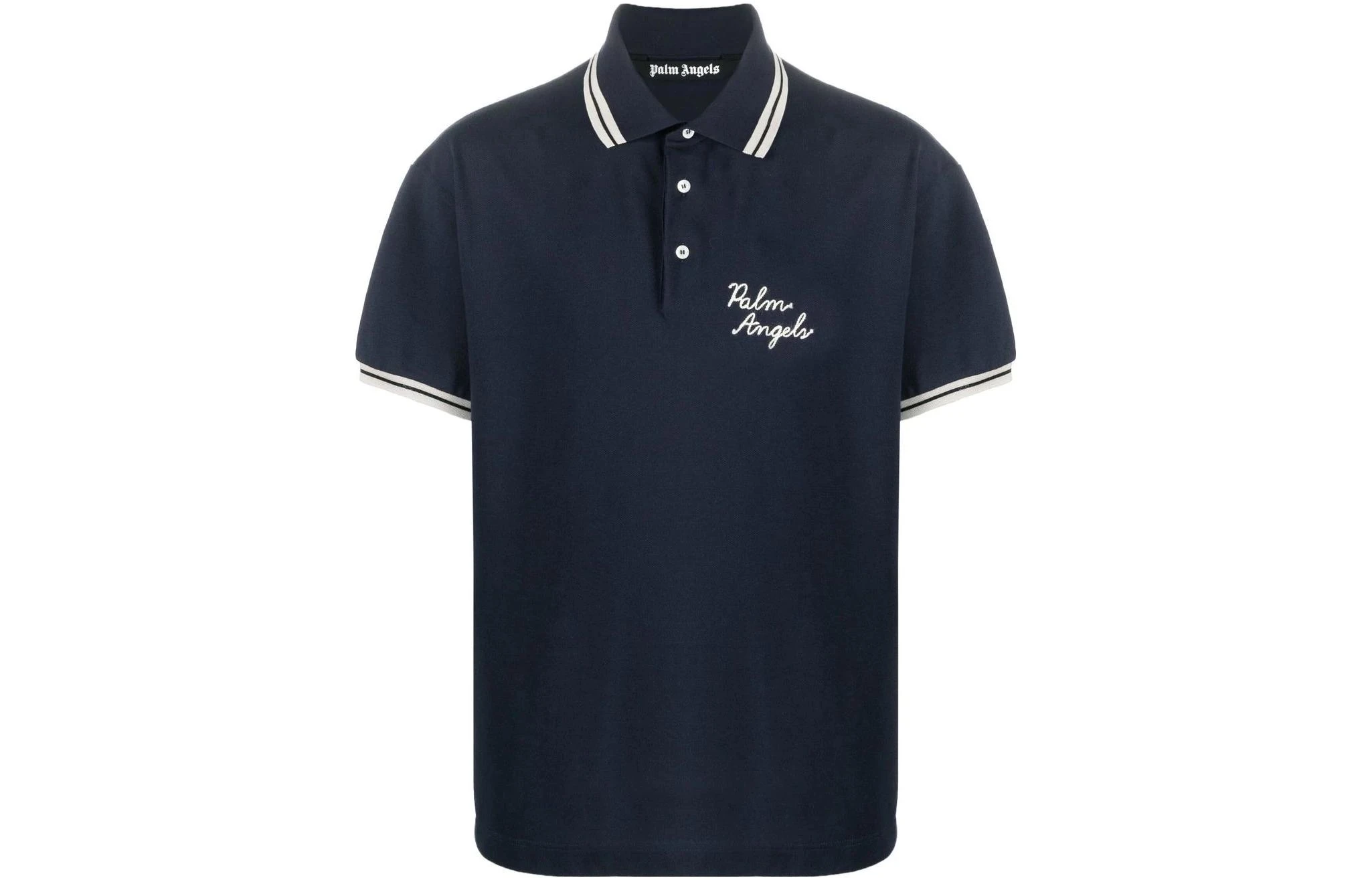 商品[国内直发] Palm Angels|FW22 Logo刺绣对比边饰短袖Polo衫 男款 蓝色,价格¥1840,第1张图片