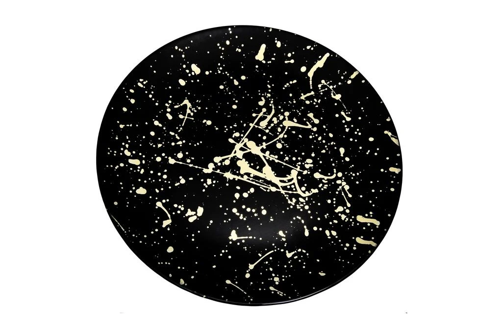 商品Classic Touch Decor|Set of 4 Black Dinner Plates with Splashy Gold Design,价格¥465,第1张图片