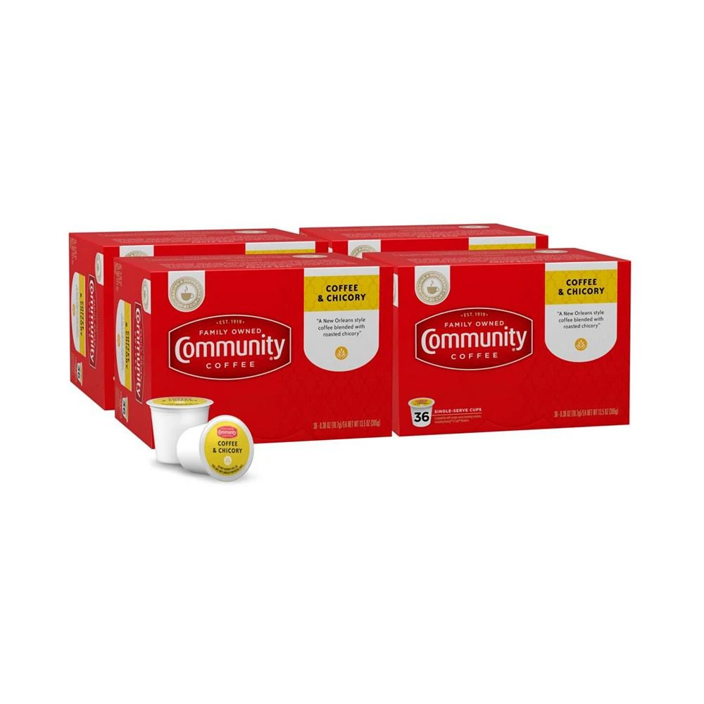 商品Community Coffee|Coffee and Chicory Medium-Dark Roast Single Serve Pods, Keurig K-Cup Brewer Compatible, 144 Ct,价格¥1002,第1张图片