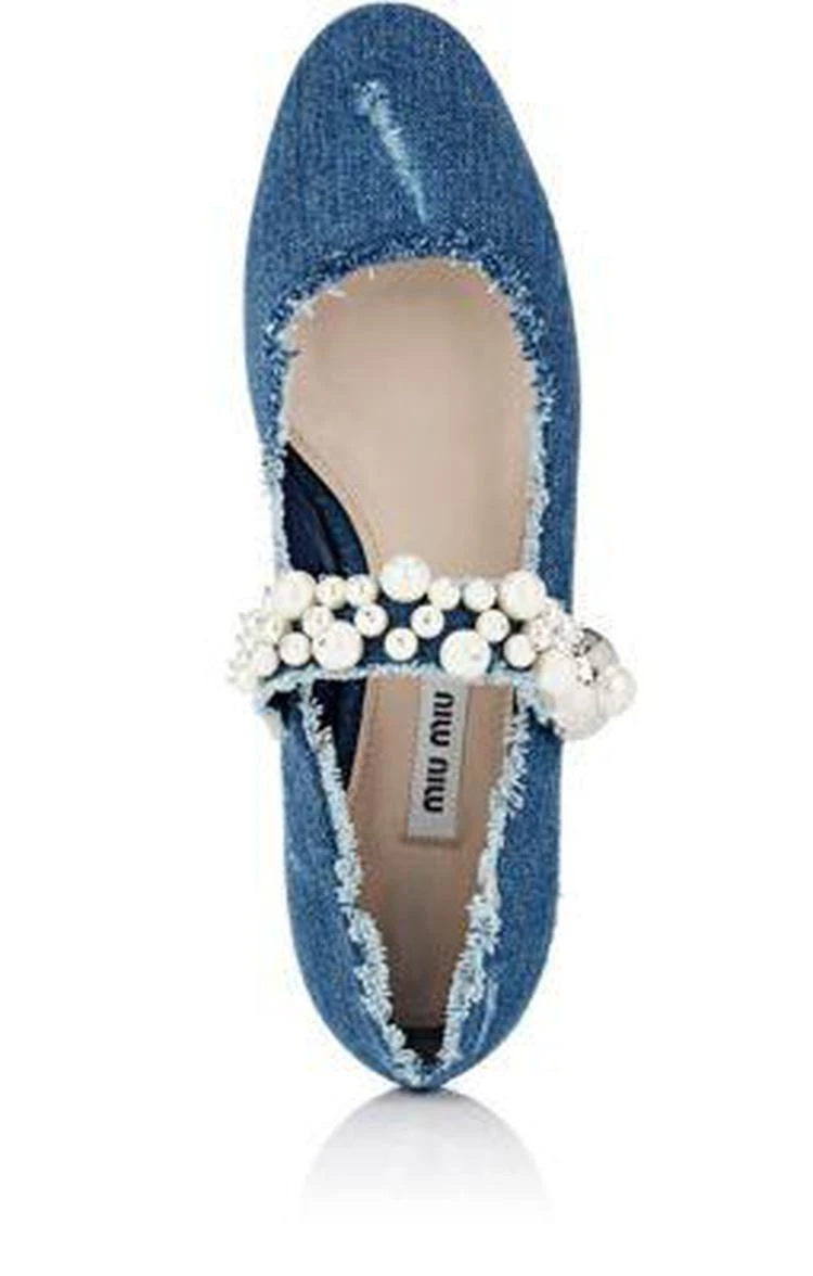 商品Miu Miu|Embellished Denim Flats,价格¥3935,第4张图片详细描述