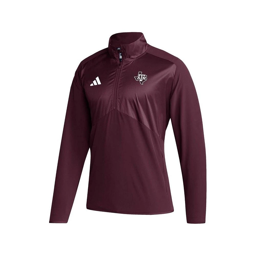 商品Adidas|Men's Maroon Texas A&M Aggies Sideline AEROREADY Raglan Sleeve Quarter-Zip Jacket,价格¥622,第2张图片详细描述