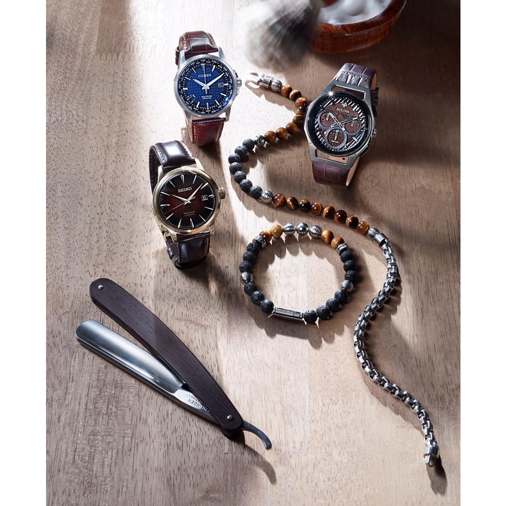 商品Seiko|Men's Automatic Presage Brown Leather Strap Watch 40.5mm,价格¥3684,第5张图片详细描述