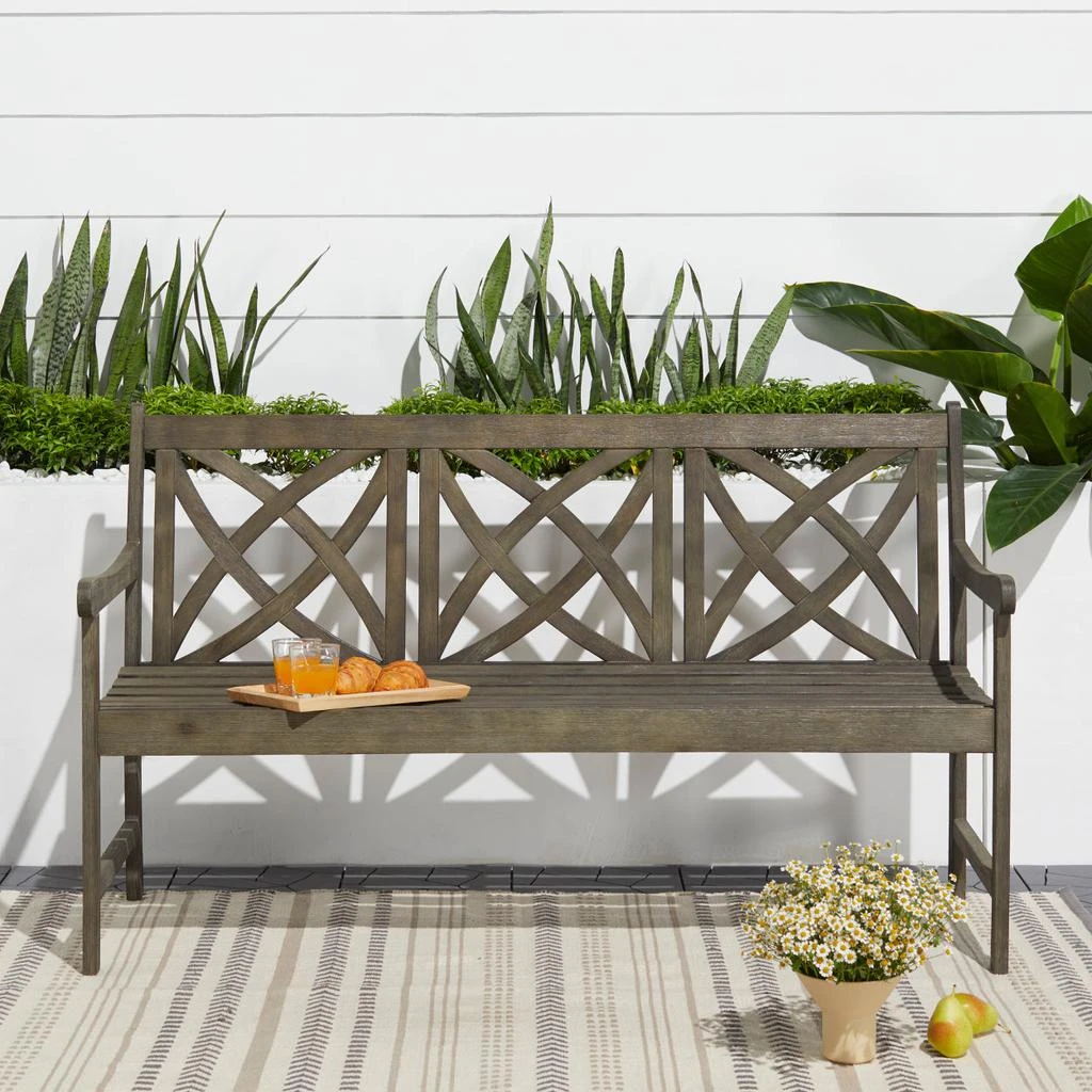 商品Simplie Fun|Renaissance Outdoor Patio 5-foot Hand-scraped Wood Garden Bench,价格¥4094,第4张图片详细描述