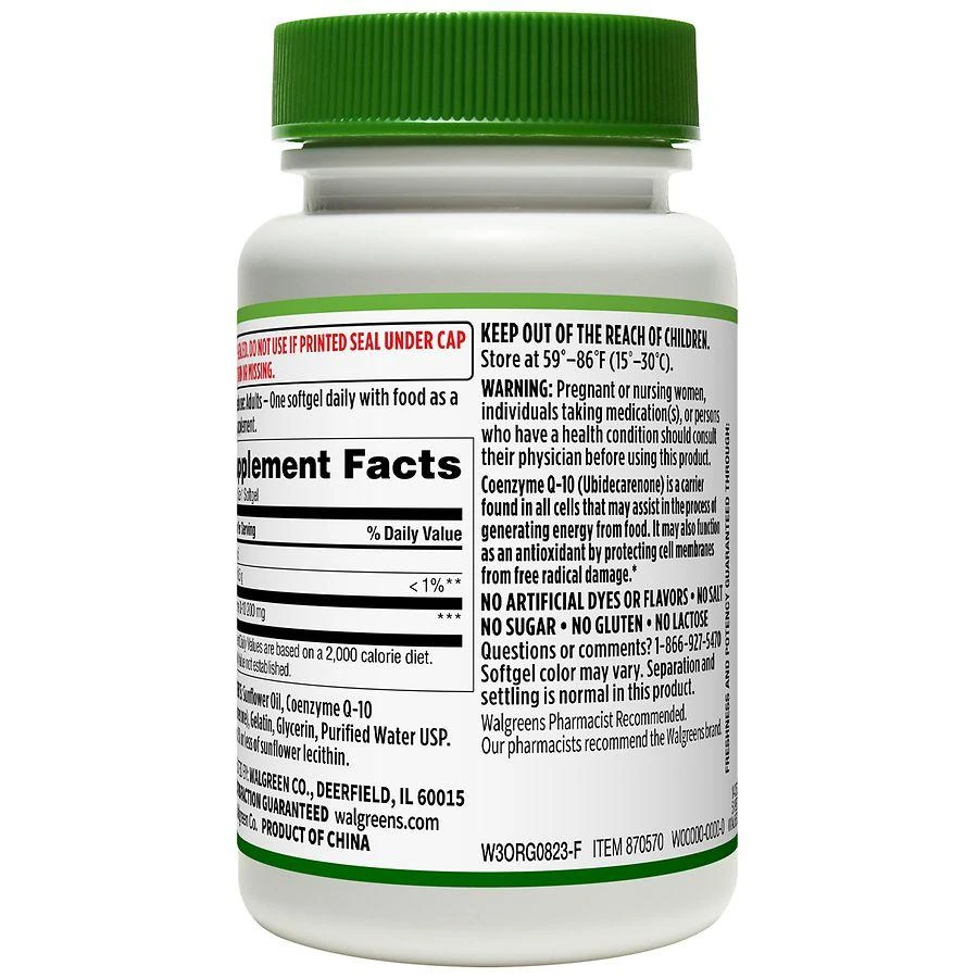 商品Walgreens|CoQ-10 200mg Softgels (60 days),价格¥256,第2张图片详细描述