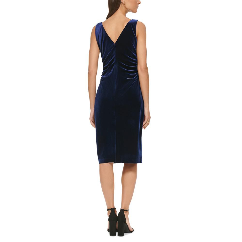 Women's Cowlneck Sleeveless Velvet Dress商品第2张图片规格展示