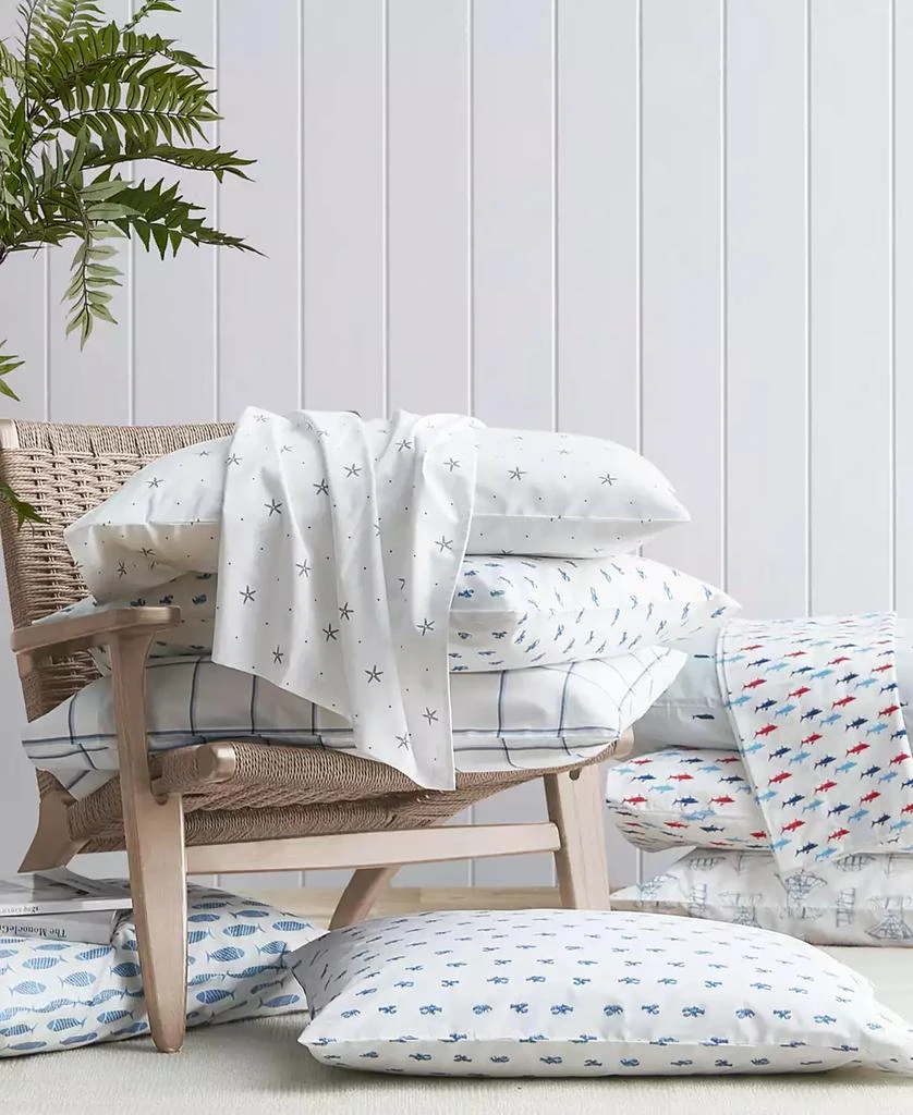商品Nautica|Whale Stripe Cotton Percale 4-Piece Sheet Set, Full,价格¥399,第5张图片详细描述