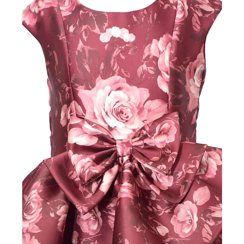 商品Bonnie Jean|Little Girls Short Sleeved Floral Mikado Bow Front Dress with Cascade Skirt,价格¥442,第3张图片详细描述