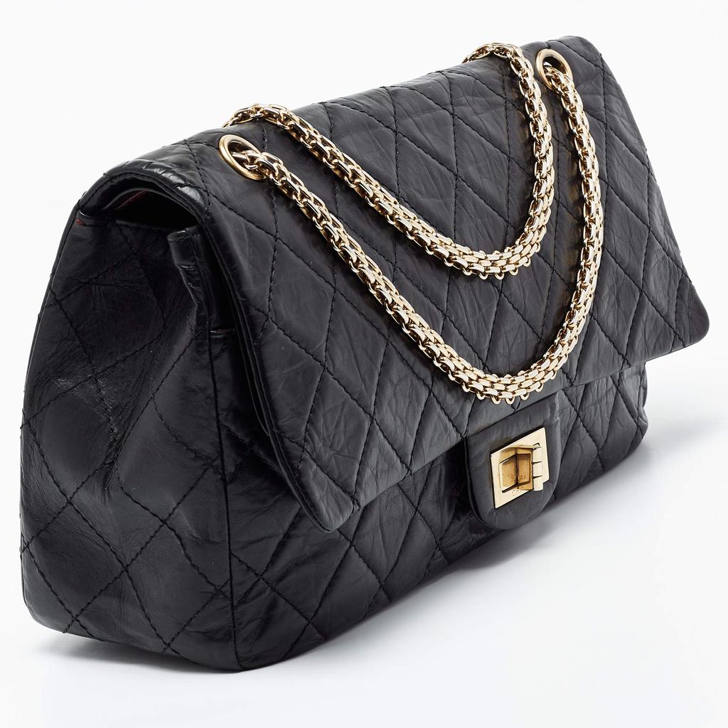 Chanel Black Quilted Aged Leather Reissue 2.55 Classic 227 Flap Bag商品第3张图片规格展示