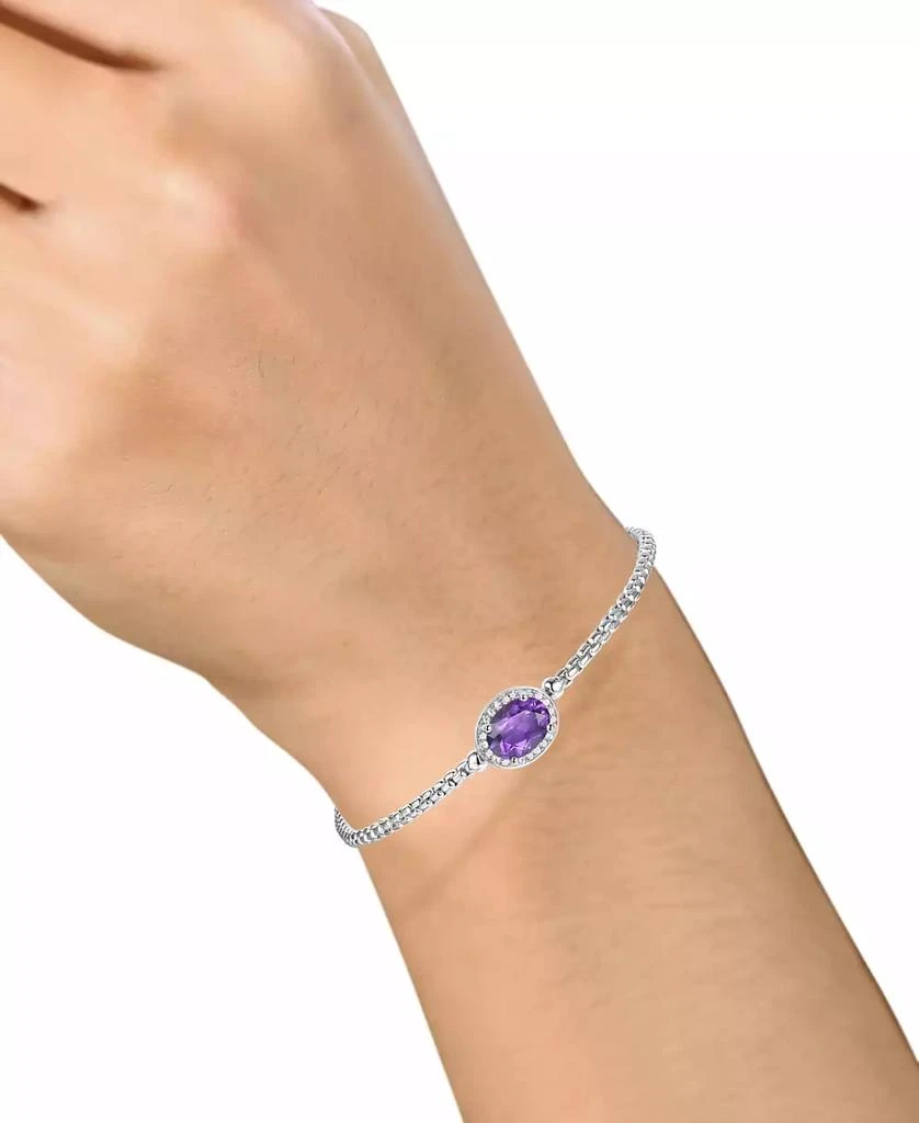 商品Macy's|Amethyst (1-1/10 ct. t.w.) & Lab-Grown White Sapphire (1/10 ct. t.w.) Halo Link Bracelet in Sterling Silver (Also in Blue Topaz, Citrine & Mystic Topaz),价格¥524,第2张图片详细描述