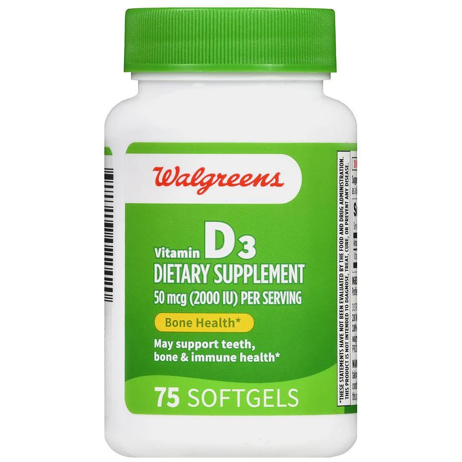 商品Walgreens|Vitamin D3 50 mcg (2000 IU) Softgels,价格¥74,第2张图片详细描述