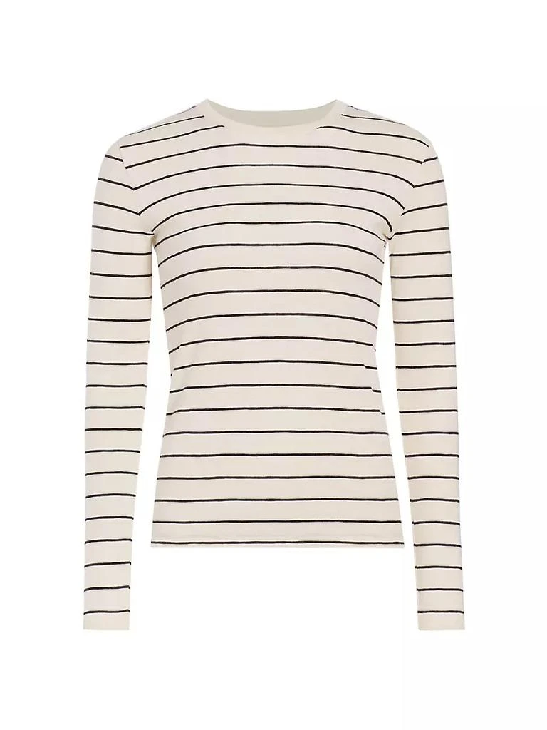 商品Vince|Striped Cotton-Blend Crewneck Long-Sleeve T-Shirt,价格¥1088,第1张图片