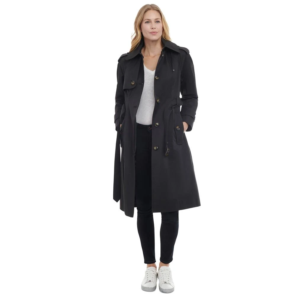 商品London Fog|Women's Petite Hooded Belted Water-Repellent Trench Coat,价格¥1172,第3张图片详细描述