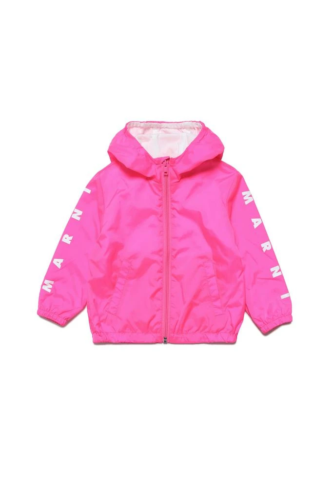 商品Marni|Mj31b Jacket  Fluo Pink Waterproof Lined Jacket With Hood, Zip And Logo On The Sleeves,价格¥747,第1张图片