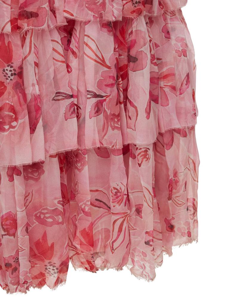 Flower Tiered Silk Crepe Gown商品第5张图片规格展示