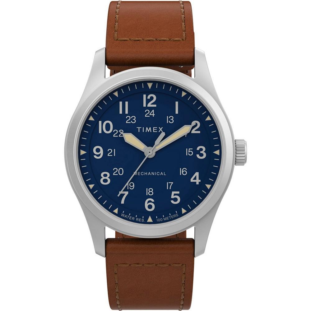 商品Timex|Men's Solar Brown Leather Strap Watch 41 mm,价格¥1245,第1张图片