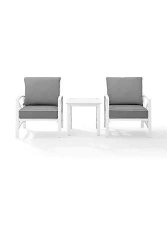 商品Crosley Furniture|Furniture Crosley Furniture Ko60016wh Gy Kaplan 3 Piece Outdoor Chat Set In White With Gray Cushions,价格¥7465,第1张图片