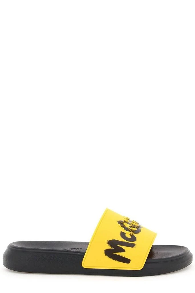 商品Alexander McQueen|Alexander McQueen Graffiti Logo Open-Toe Slides,价格¥1475,第1张图片