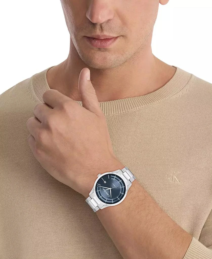 商品Calvin Klein|Men's Iconic Automatic Sliver Stainless Steel Bracelet Watch 40mm,价格¥2083,第4张图片详细描述