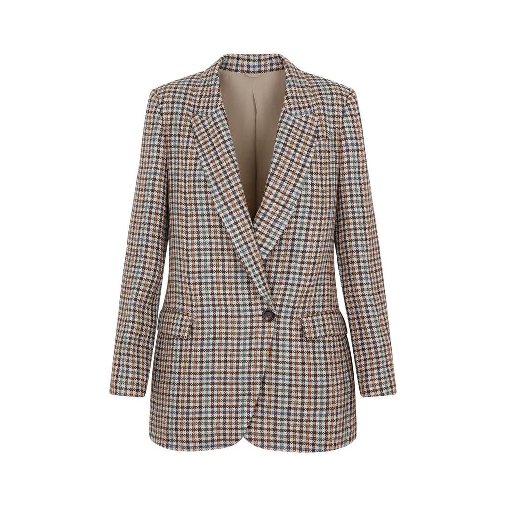 商品Brunello Cucinelli|BRUNELLO CUCINELLI  HOUNDSTOOTH PATTERN JACKET,价格¥16560,第1张图片