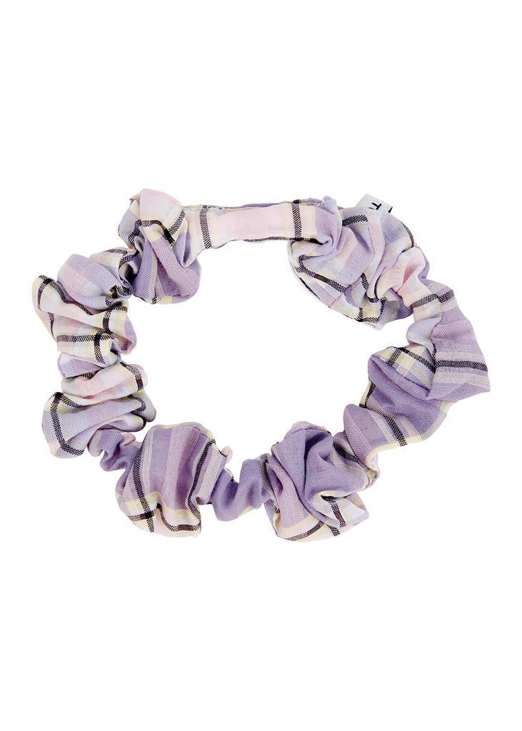商品Ganni|Lilac checked seersucker scrunchie,价格¥185,第1张图片