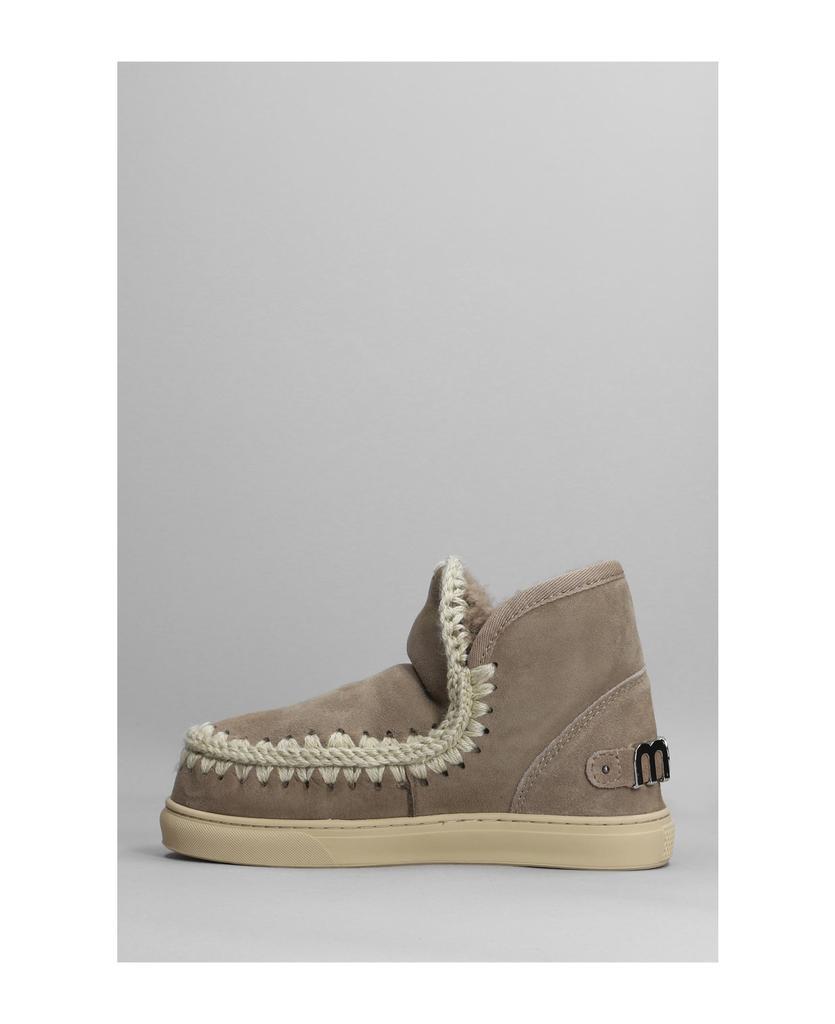 商品Mou|Eskimo Sneaker Low Heels Ankle Boots In Taupe Suede,价格¥1921,第5张图片详细描述