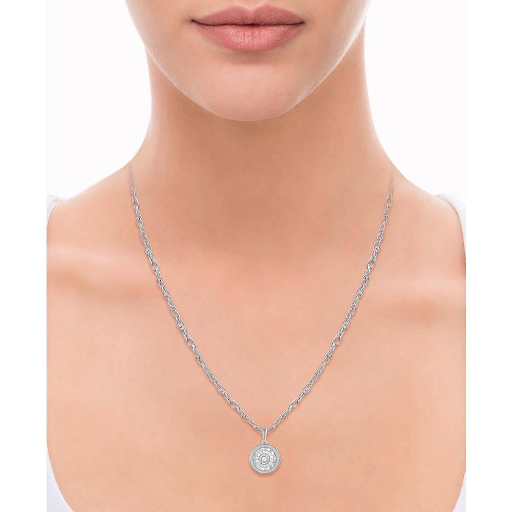 商品Macy's|Diamond Disc 18" Pendant Necklace (1/10 ct. t.w.) in Sterling Silver,价格¥1495,第4张图片详细描述