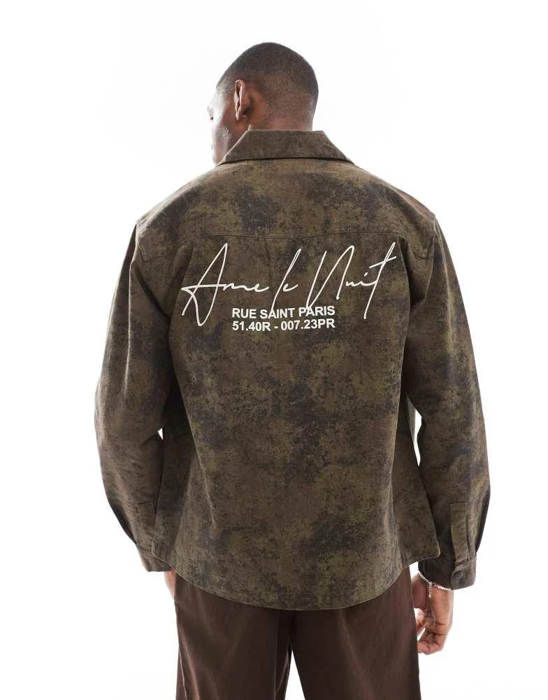 商品River Island|River Island ame le nuit overshirt in camo,价格¥518,第1张图片