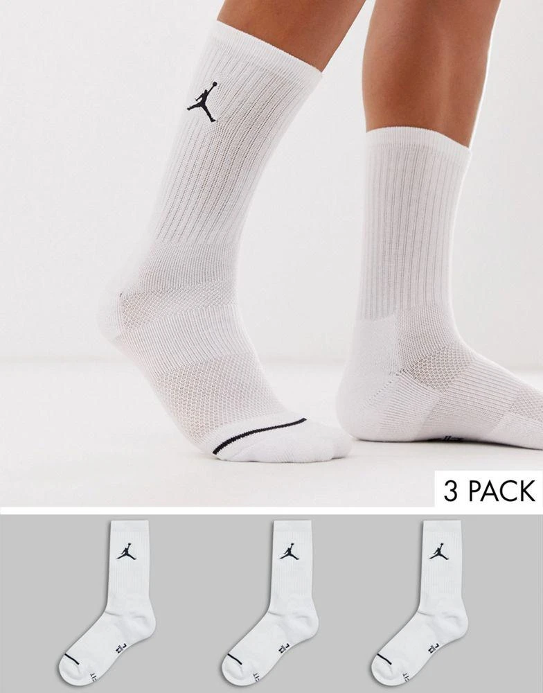 商品Jordan|Jordan 3 pack crew socks with logo in white,价格¥73,第1张图片