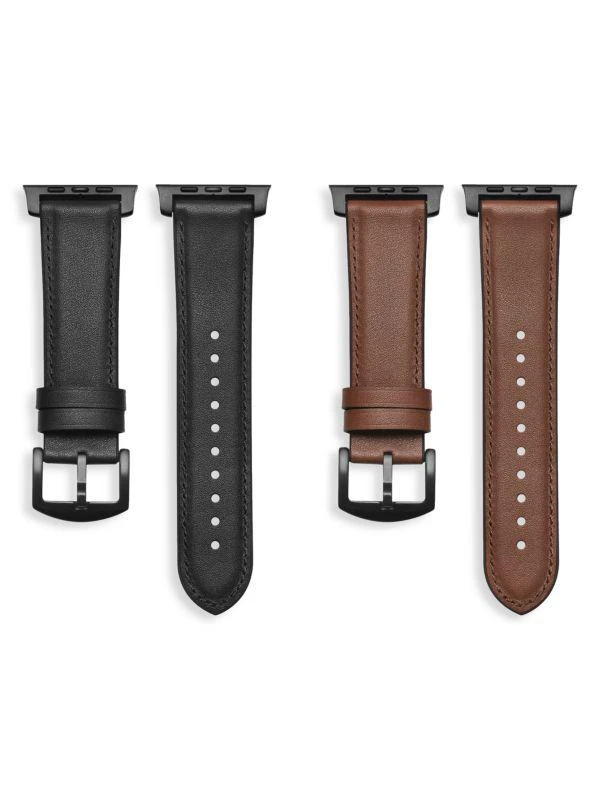 商品Posh Tech|2-Pack Leather & Silicone Apple Watch Replacement Bands/38MM-40MM,价格¥475,第2张图片详细描述
