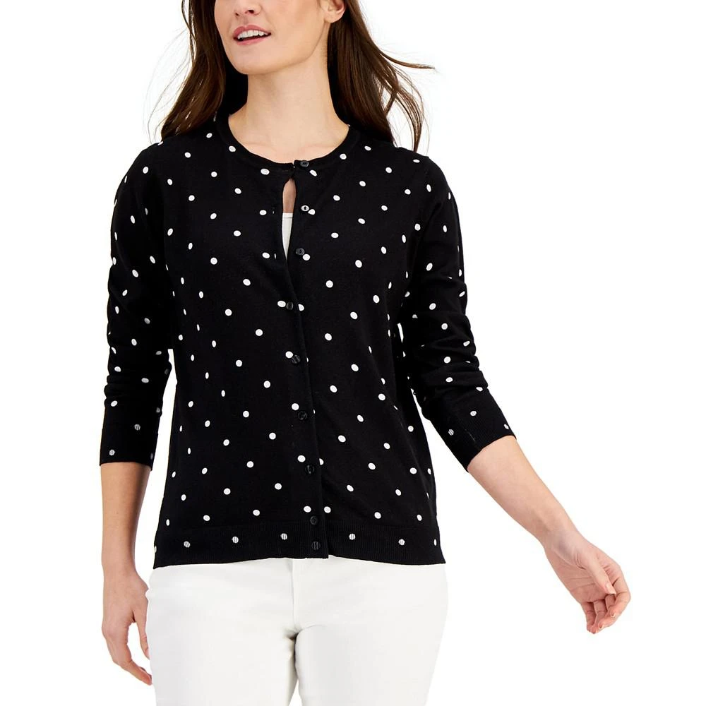 商品Karen Scott|Dot-Print Cardigan, Created for Macy's,价格¥115,第1张图片