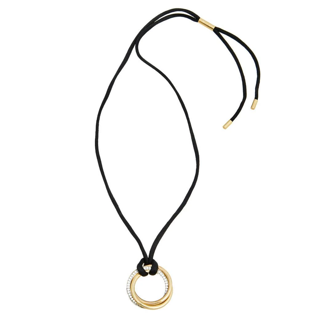商品[二手商品] Cartier|Cartier Trinity Diamond 18K Three Tone Gold  Black Cord Pendant Necklace,价格¥17003,第2张图片详细描述