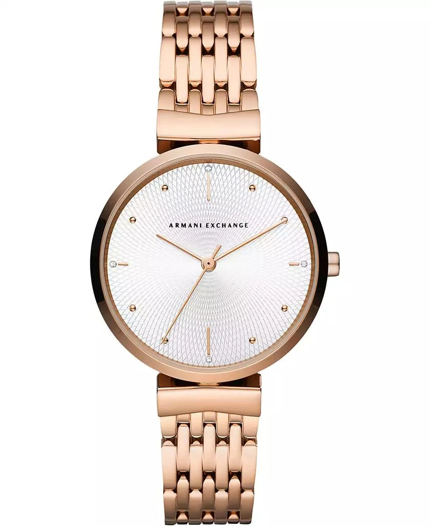 商品Armani Exchange|Women's Zoe Rose Gold-Tone Stainless Steel Bracelet Watch 36mm,价格¥1385,第1张图片