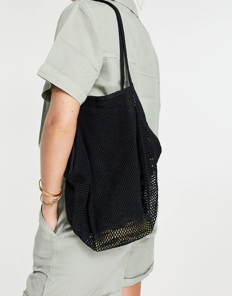 商品ASOS|ASOS DESIGN string tote beach bag in black,价格¥40,第2张图片详细描述