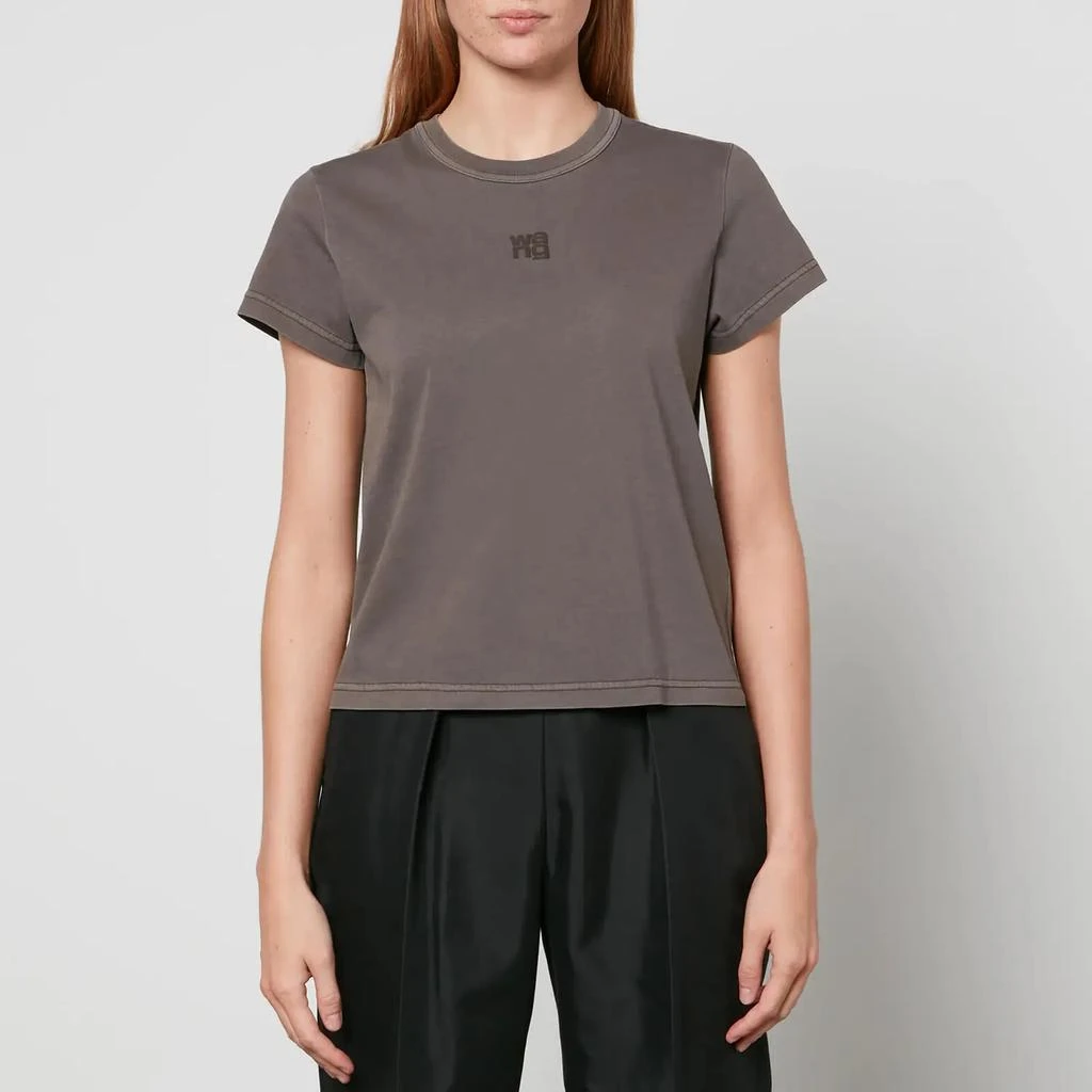 商品Alexander Wang|Alexander Wang Women's Essential Jsy Shrunk Tee W/Puff Logo & Bound Neck - Washed Cola,价格¥604,第1张图片