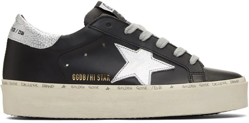 商品Golden Goose|Black & Silver Hi Star Sneakers,价格¥4695,第1张图片