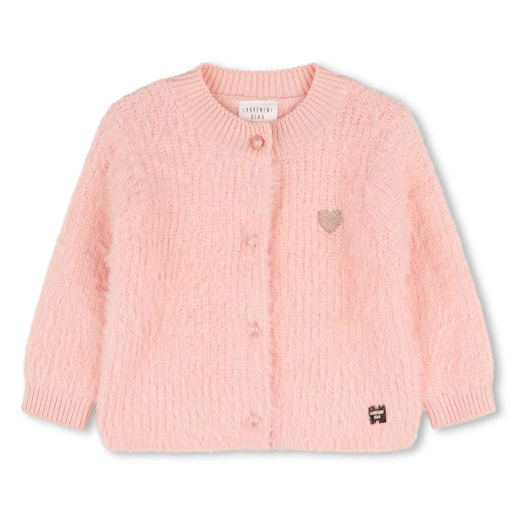 商品Carrément Beau|Pink Fuzzy Heart Cardigan,价格¥540,第2张图片详细描述