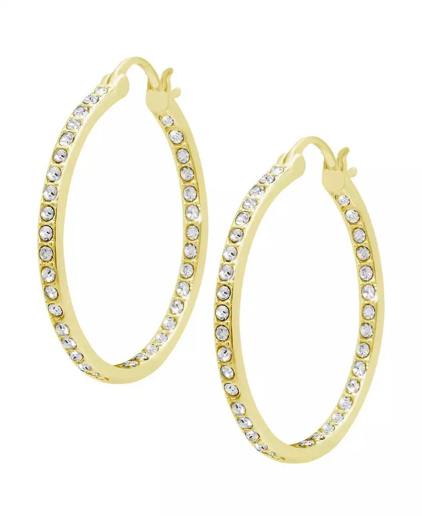 商品Essentials|Silver or Gold Plated Clear Crystal Hoop Earrings,价格¥128,第1张图片