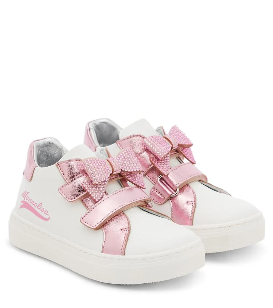 商品MONNALISA|Baby bow-detail leather sneakers,价格¥673,第1张图片