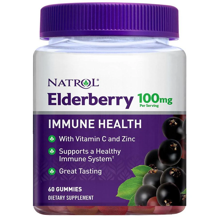 Natrol Elderberry 100 mg with Vitamin C and Zinc, Immune Health, Gummies 1