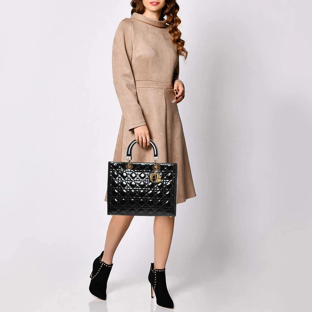商品[二手商品] Dior|Dior Black Cannage Patent Leather Large Lady Dior Tote,价格¥9194,第2张图片详细描述