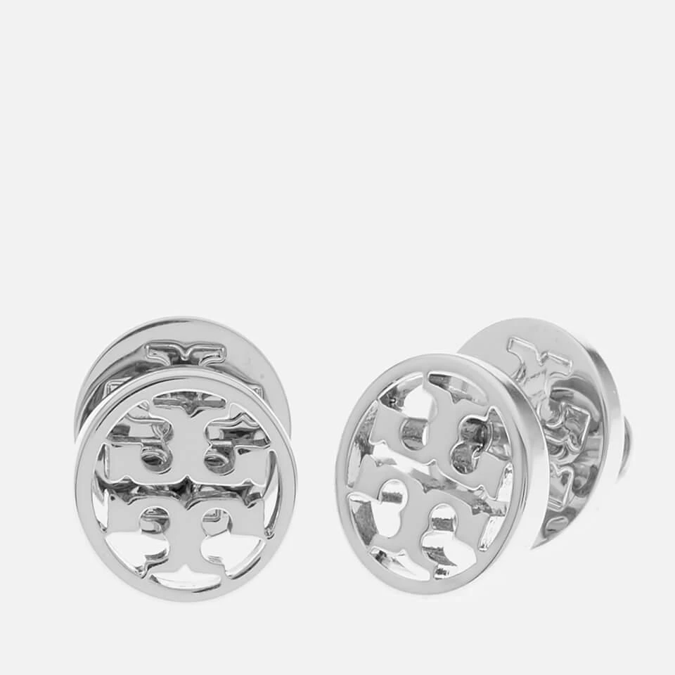 商品Tory Burch|Tory Burch Women's Logo Circle-Stud Earrings - Tory Silver,价格¥780,第2张图片详细描述