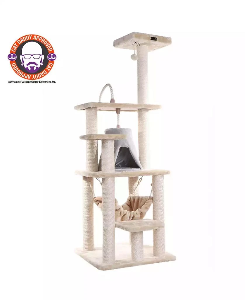 商品Macy's|65" Real Wood Cat Tree With Rope, Hammock, Playhouse,价格¥1762,第3张图片详细描述