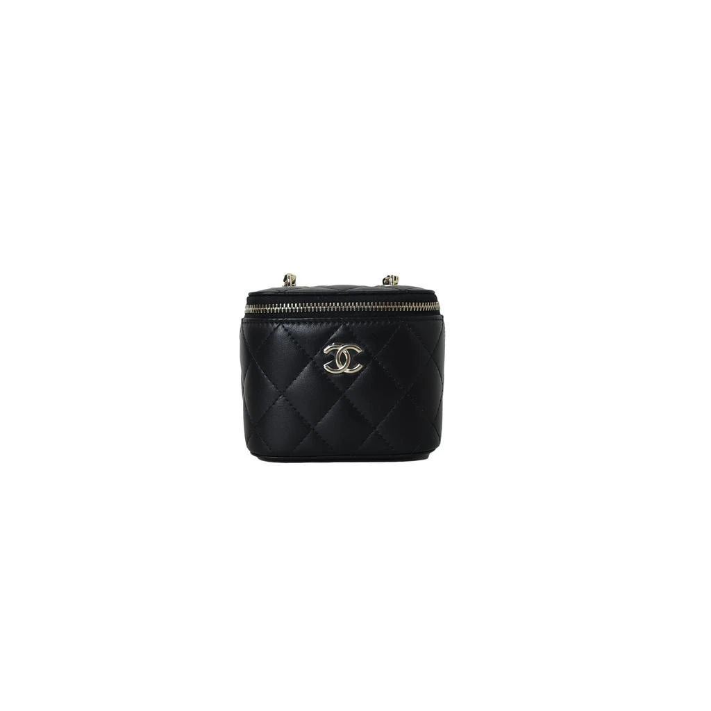 商品Chanel|Chanel Mini Vanity Lambskin Bag With Pearl Chain Black Gold,价格¥31507,第1张图片