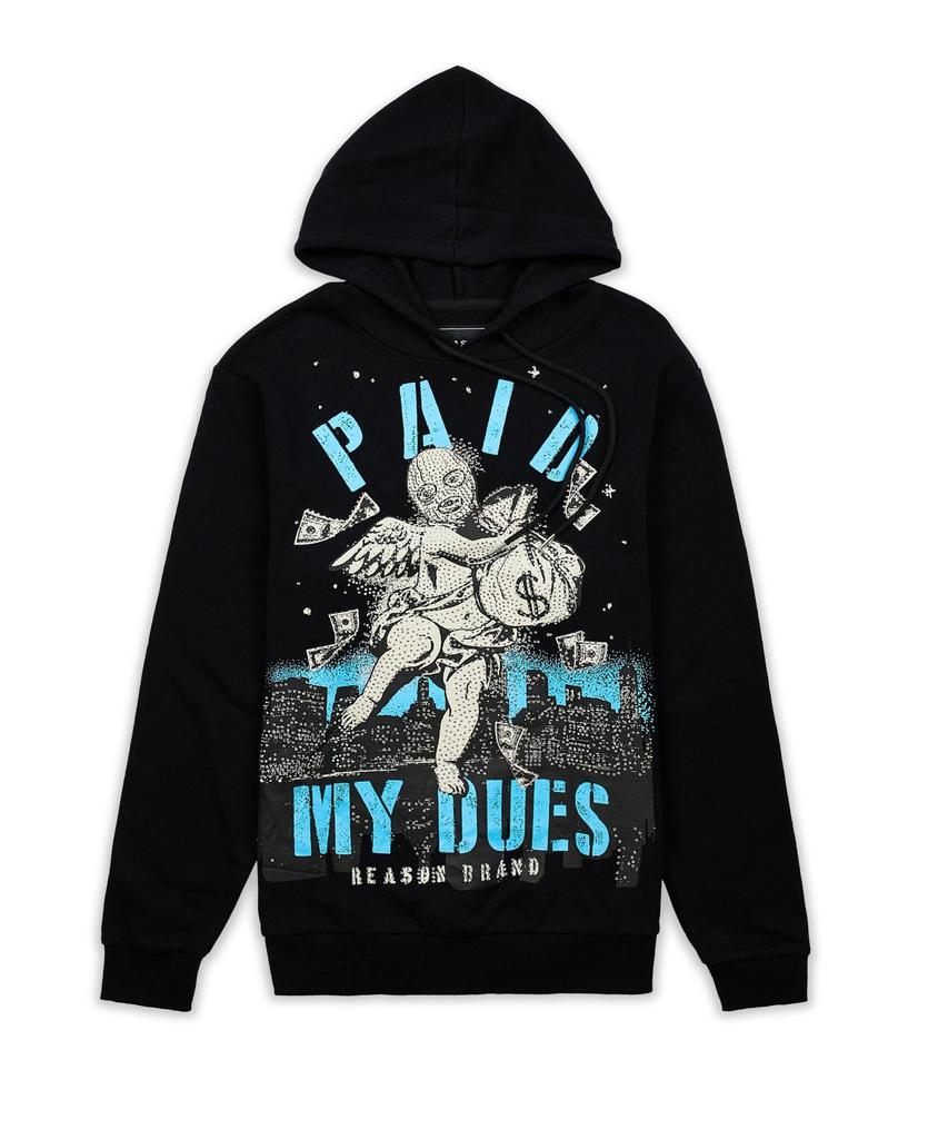 Paid My Dues Front Print Rhinestone Hoodie商品第2张图片规格展示