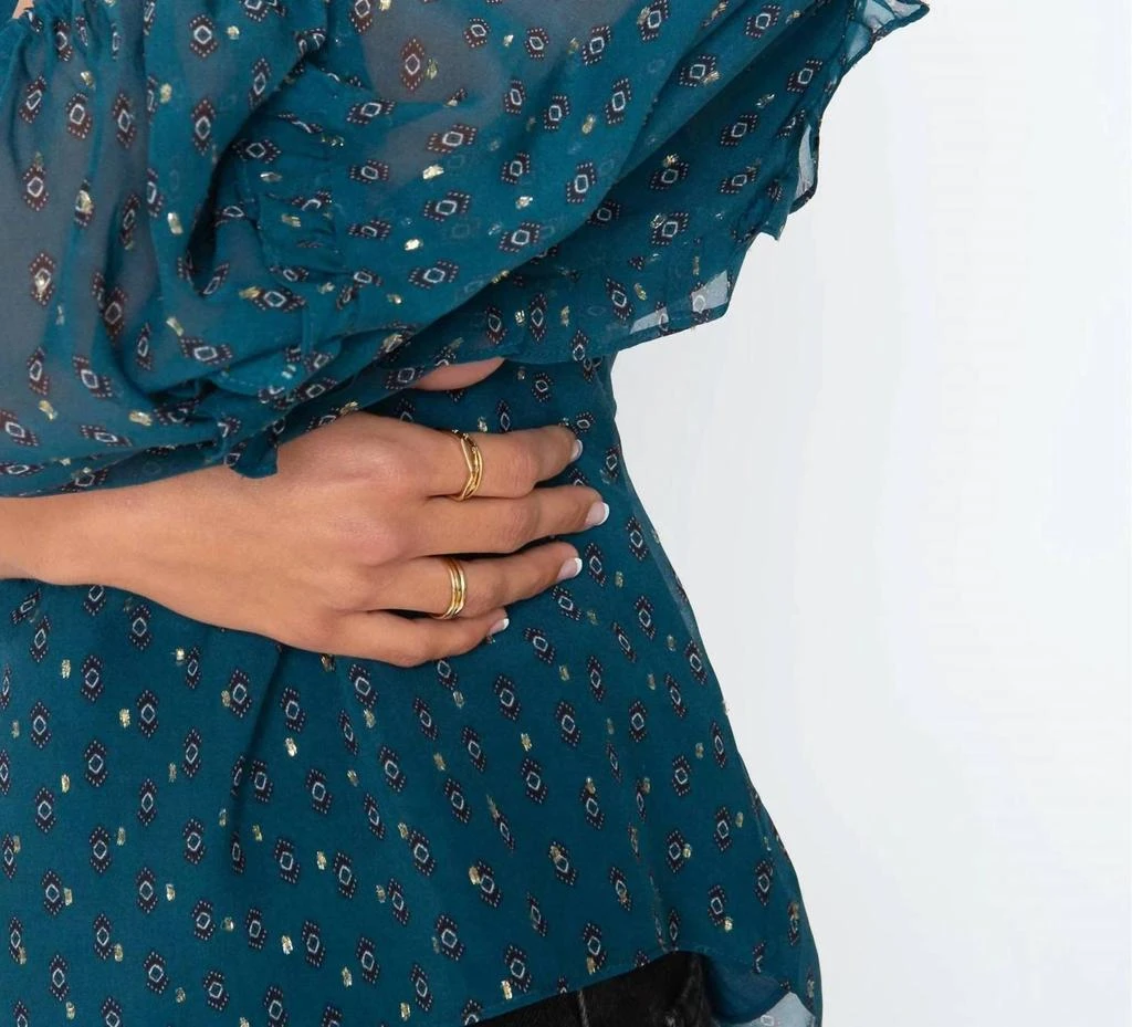 商品Caballero|Gracie Top in Emerald Lurex Chiffon,价格¥1099,第5张图片详细描述