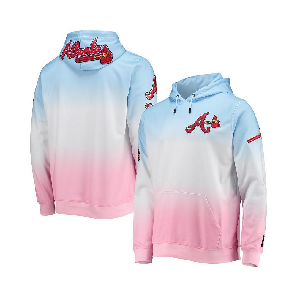 Men's Blue, Pink Atlanta Braves Ombre Pullover Hoodie商品第1张图片规格展示