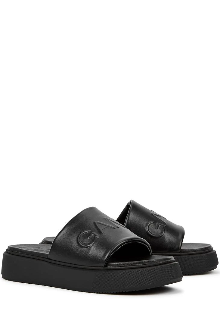 商品Ganni|Black logo vegan leather sliders,价格¥1868,第2张图片详细描述