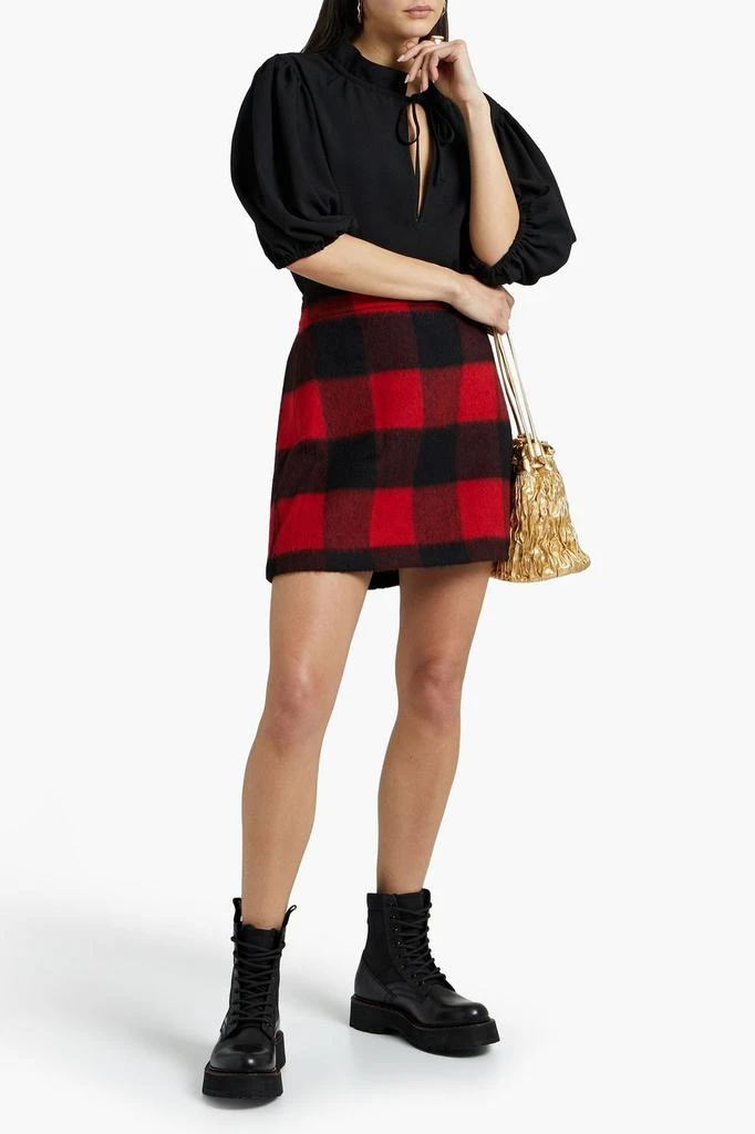 商品Ganni|Checked wool-blend felt mini skirt,价格¥732,第4张图片详细描述